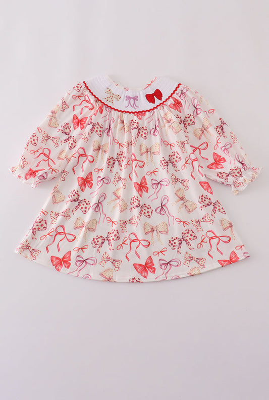 Red Bow Smocked Dress