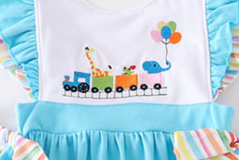 Blue Farm Embroidery Girl Set