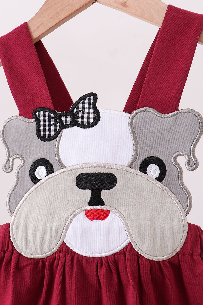 Premium Maroon Georgia bulldog applique dress