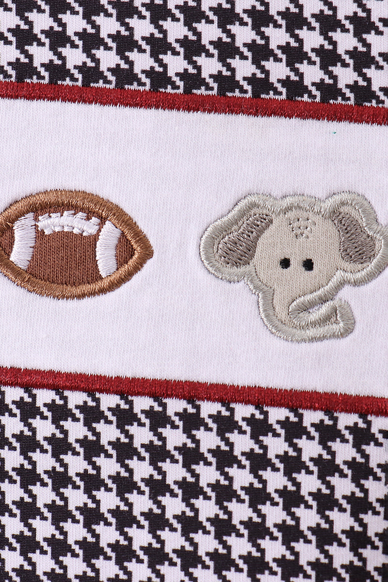 Premium Black Alabama elephant embroidery top