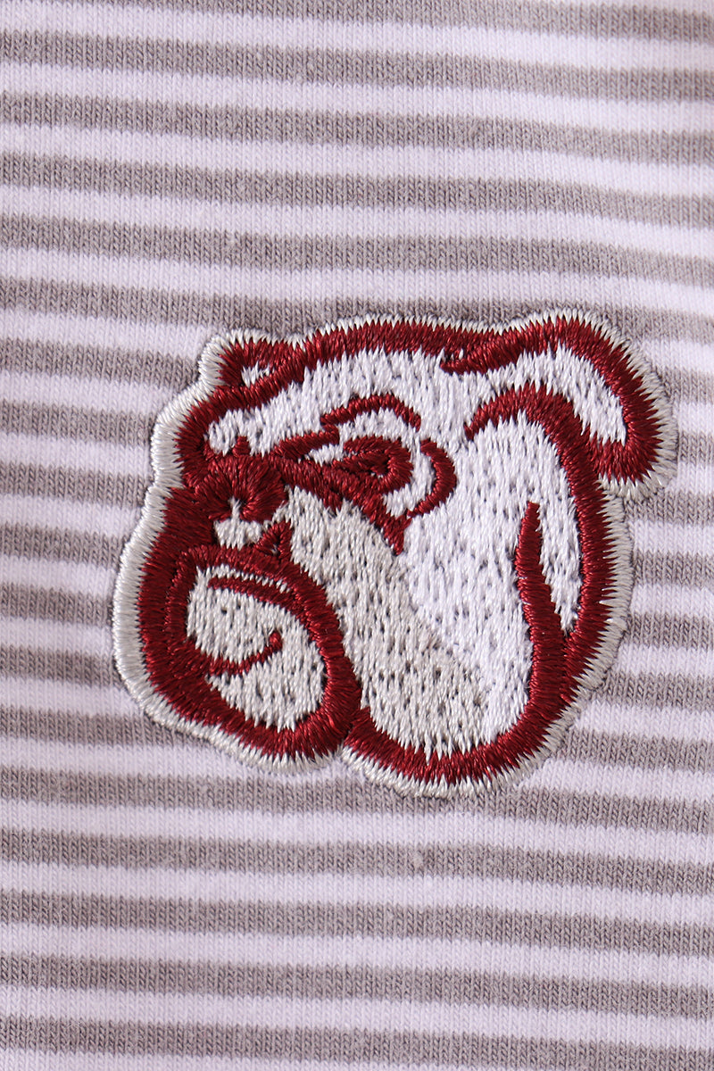 Premium Maroon Georgia bulldog embroidery romper
