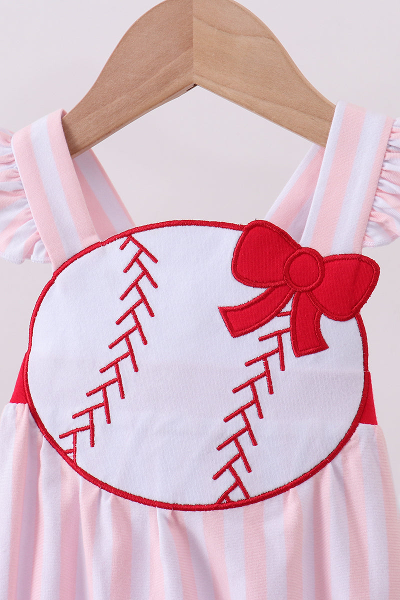 Pink baseball applique bubble