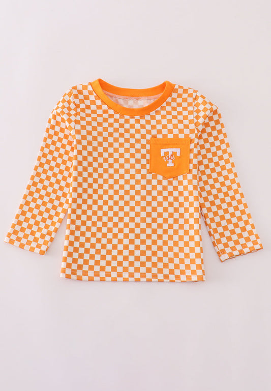 Orange Tennessee Go Vols Embroidery Checkered Unisex Top