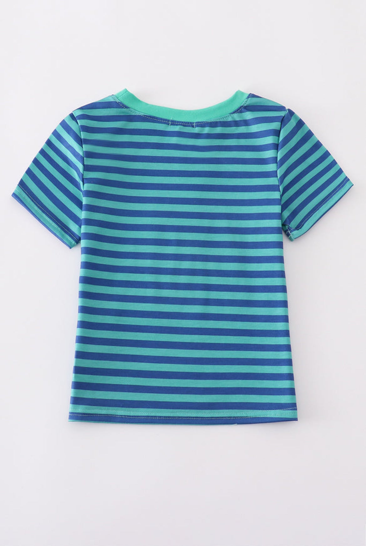 Teal Stripe Excavator Appliqué Boy’s Top