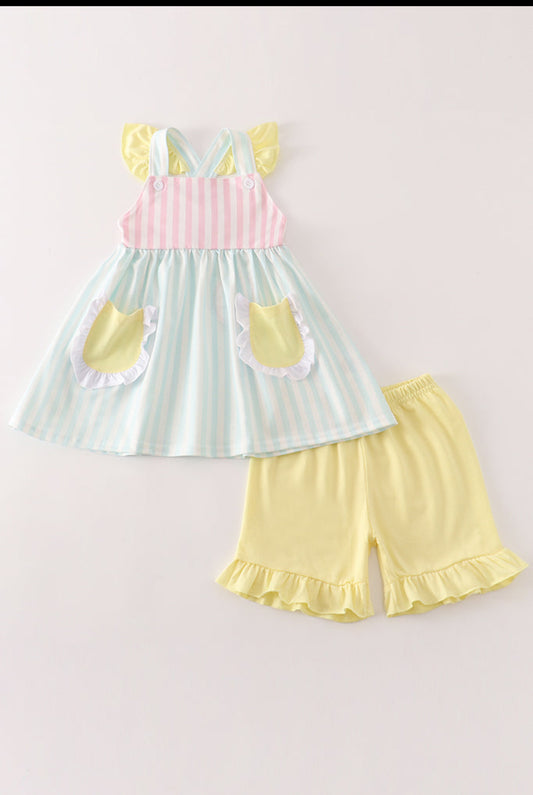 Multicolored Stripe Girl Set