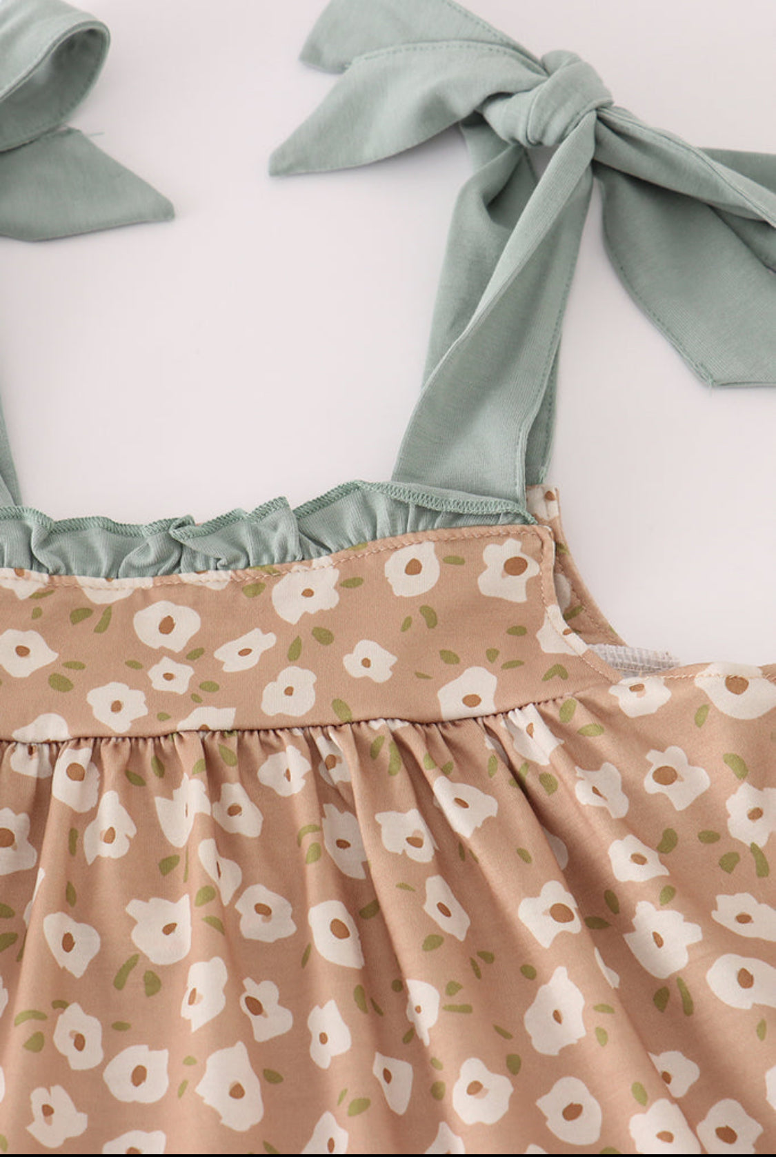 Mustard and Mint Floral Print Ruffle Girl’s Bloomer Set
