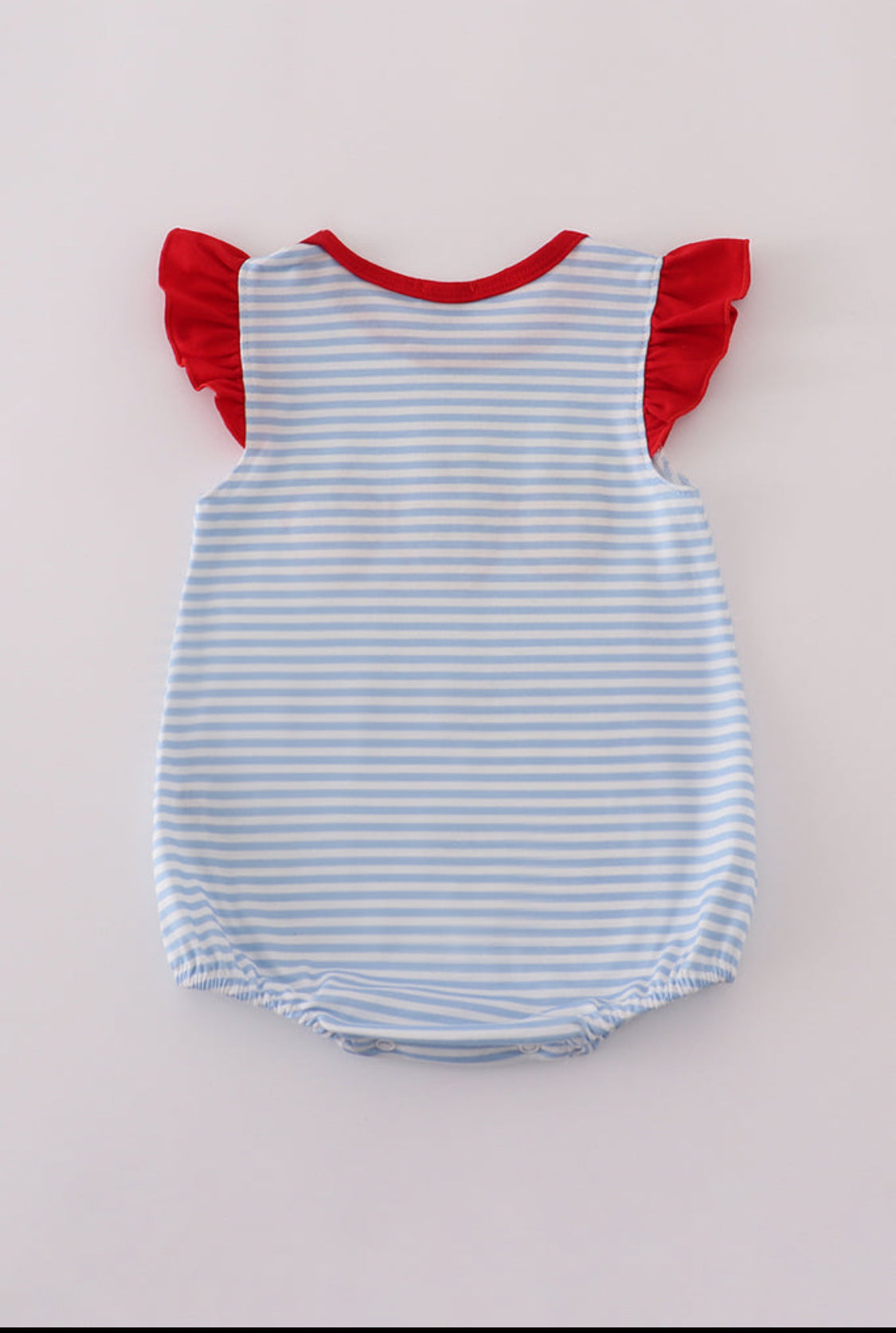 Red Stripe Apple Embroidery Girl’s Ruffle Bubble