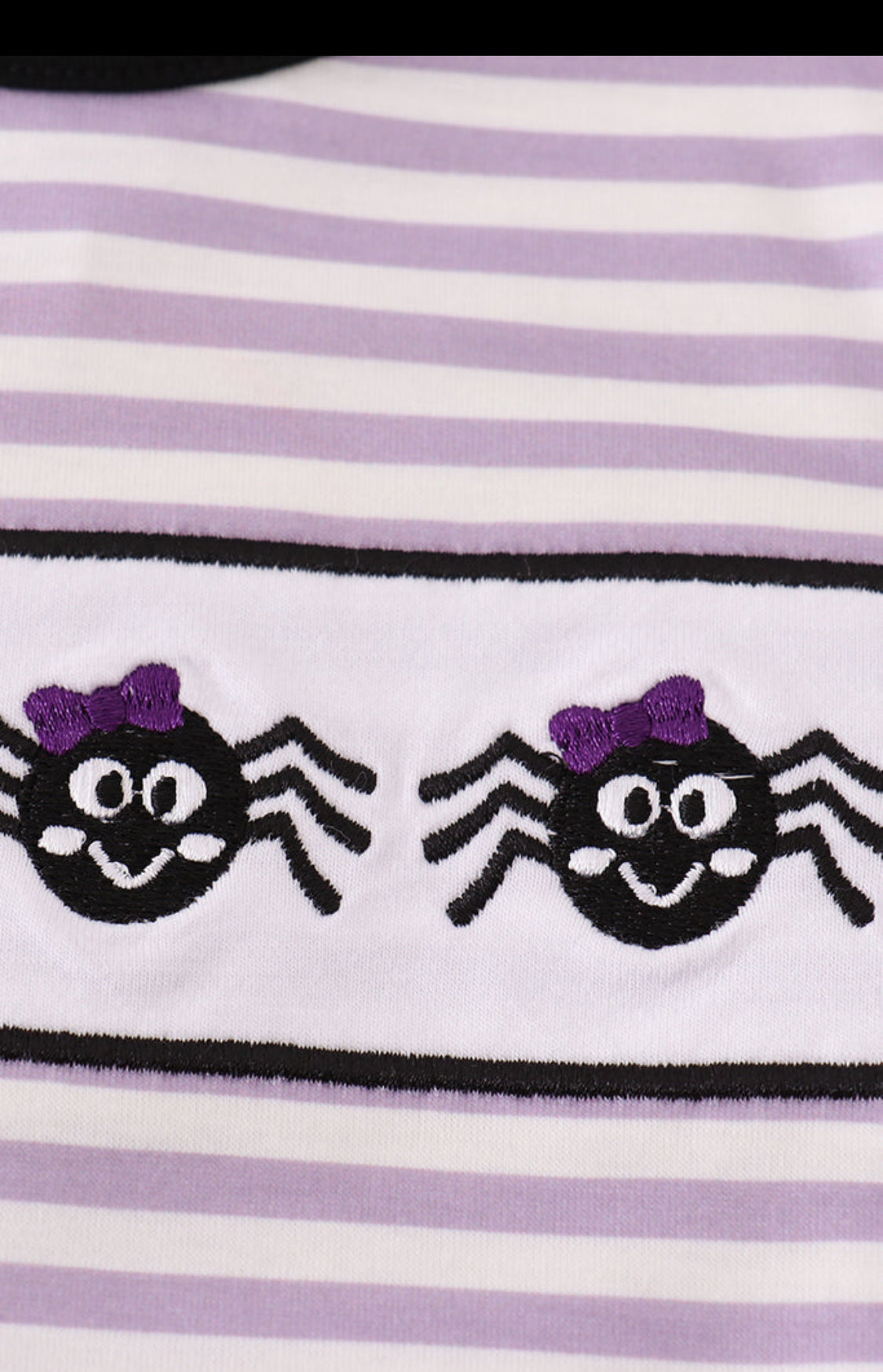Purple Halloween Spider Embroidery Stripe Ruffle Girl’s Bubble