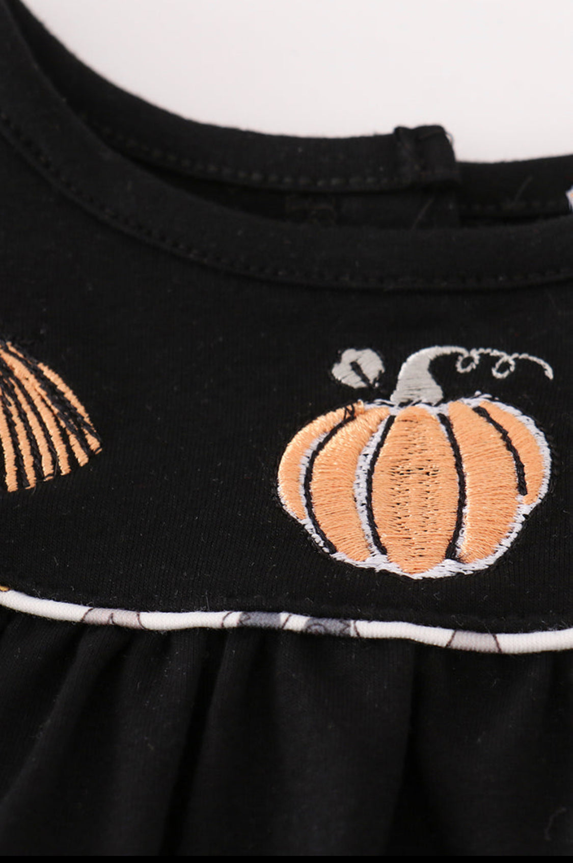 Black Witch Pumpkin Embroidery Girl’s Bubble