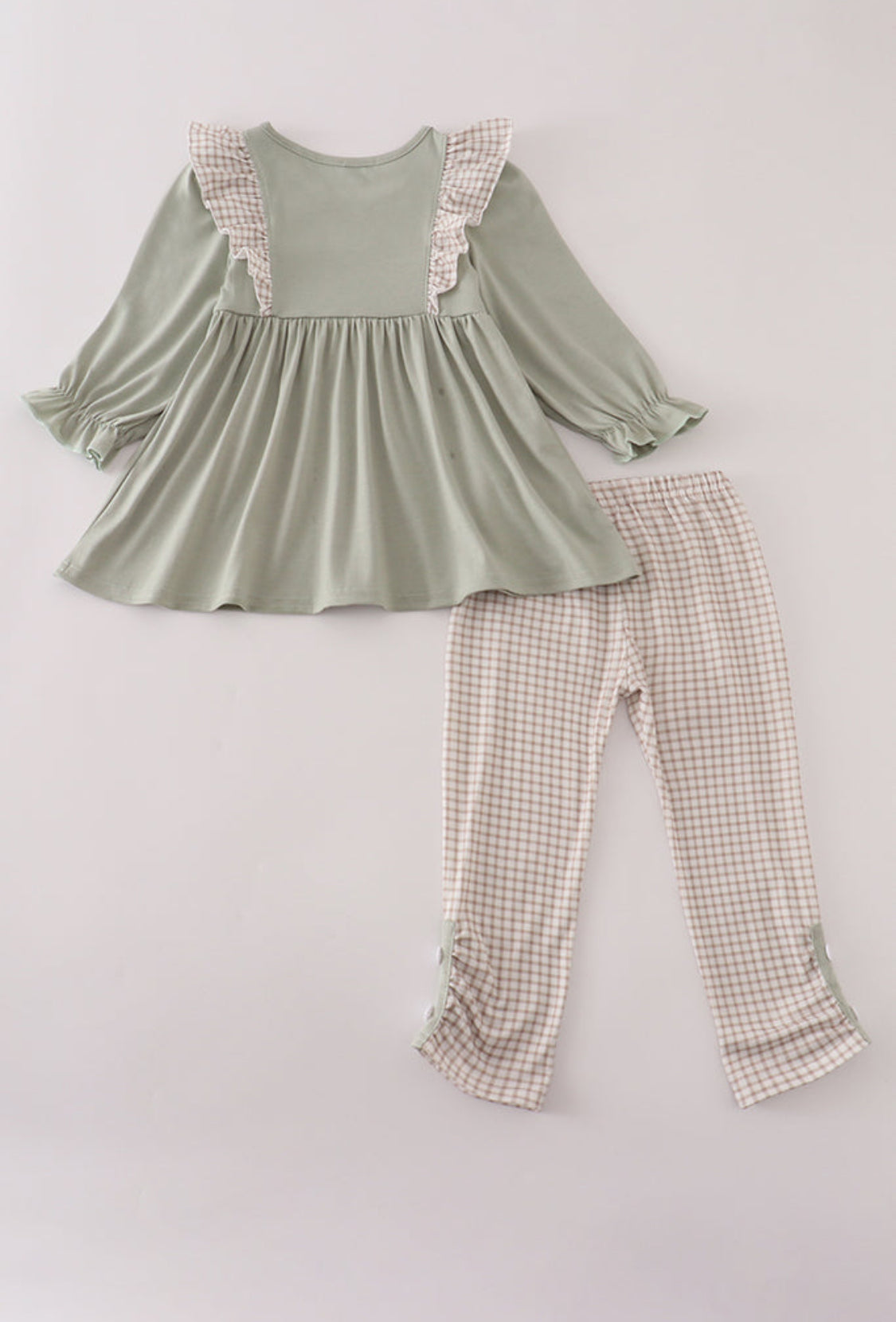 Blue Dog Deer Embroidery Ruffle Girl Pants Set