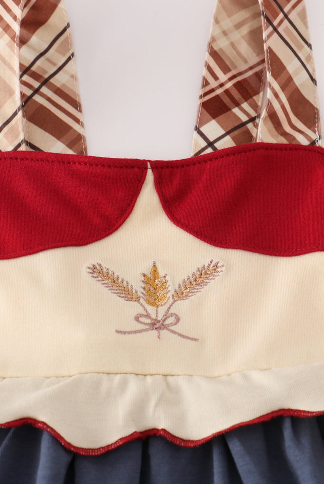 Wheat Embroidery Ruffle Girl’s Pants Set