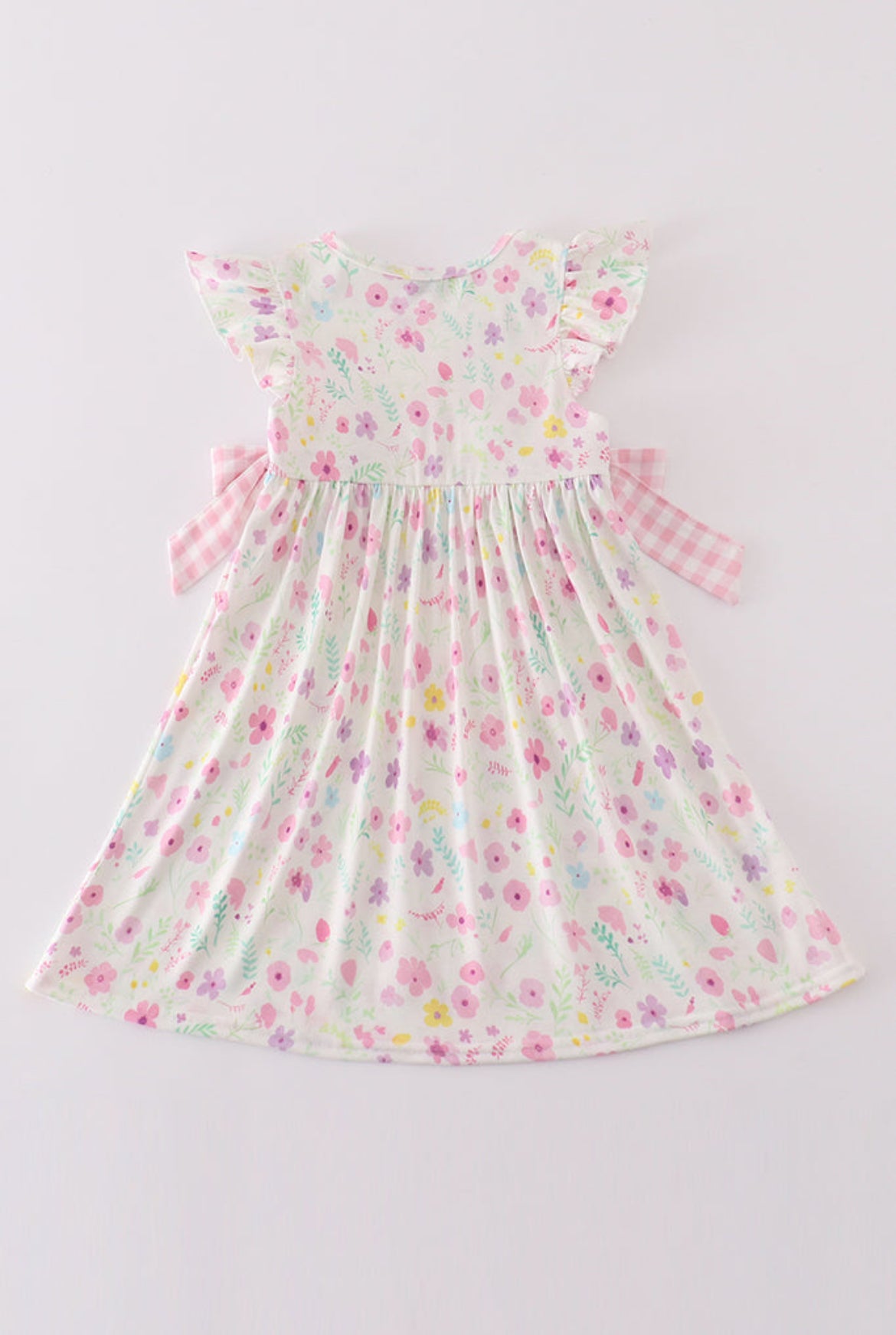 Girl’s Pink Floral Mouse Embroidered Dress