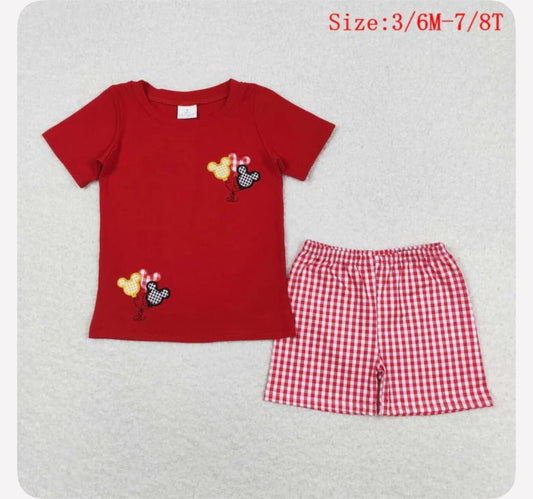 Mickey’s Gingham Getaway Boy short set