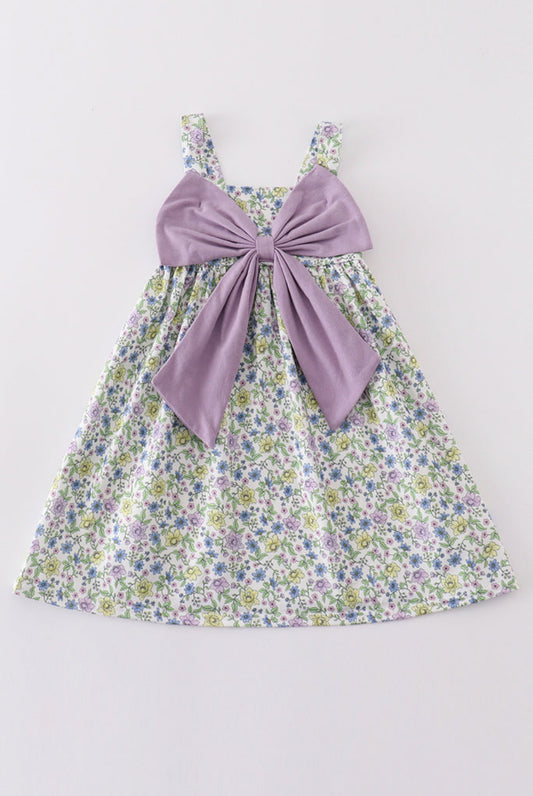 Purple Bow Floral Girl’s Dress