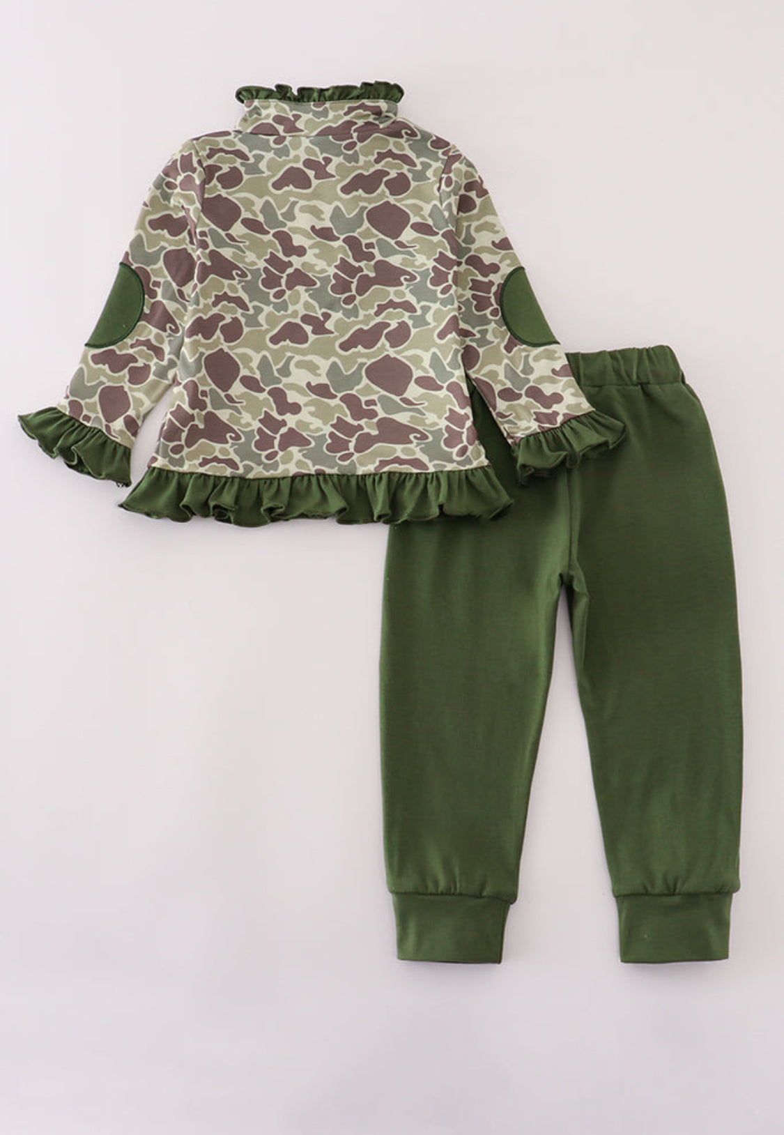 Camouflage Print Ruffle Girl’s Pant Set