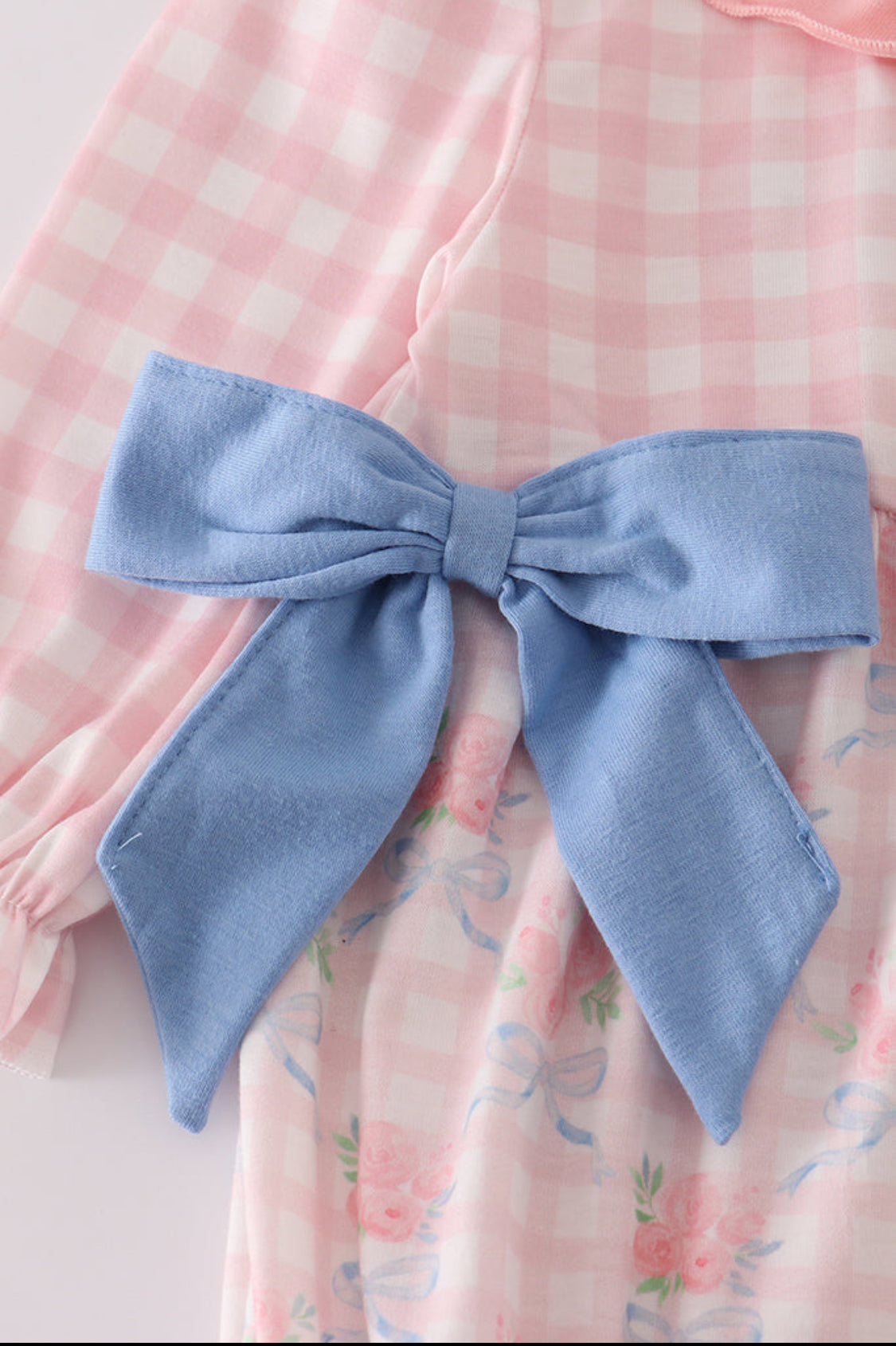 Pink Floral Print Ruffle Girl’s Bow Bubble