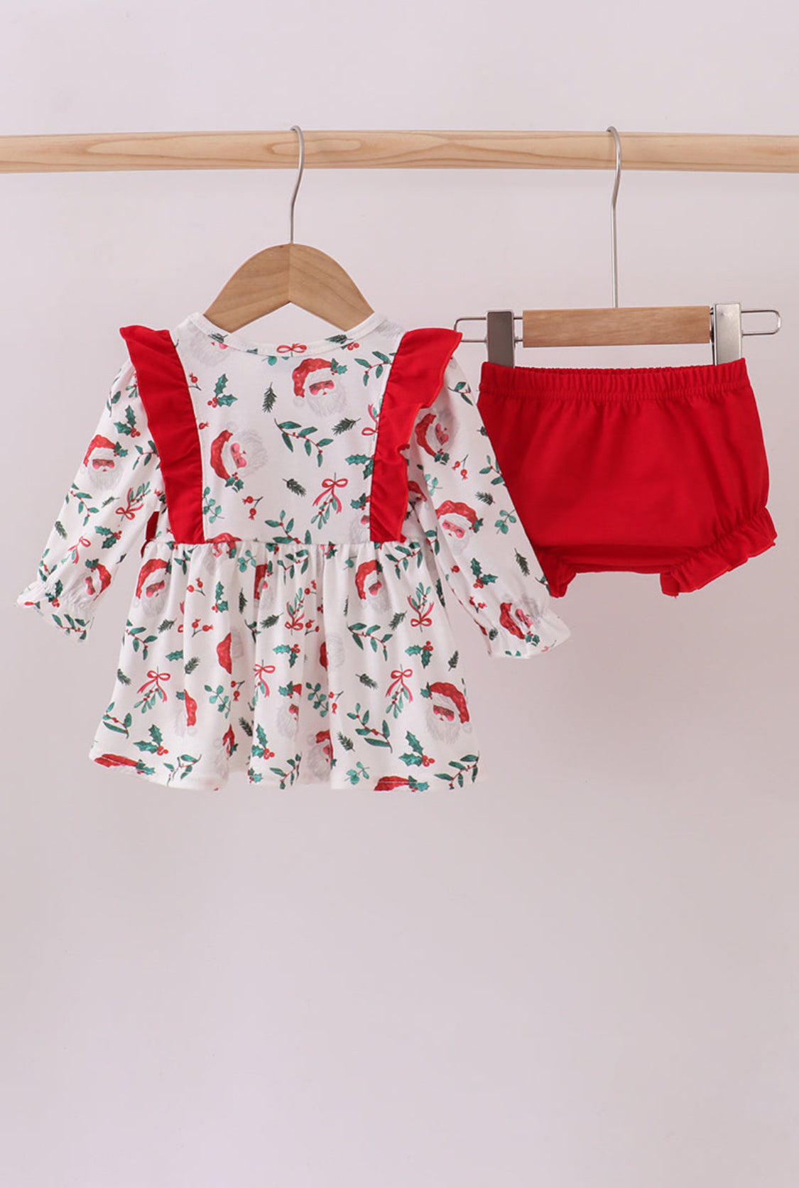 Red Santa Claus Embroidery Ruffle Girl’s Bloomer Set