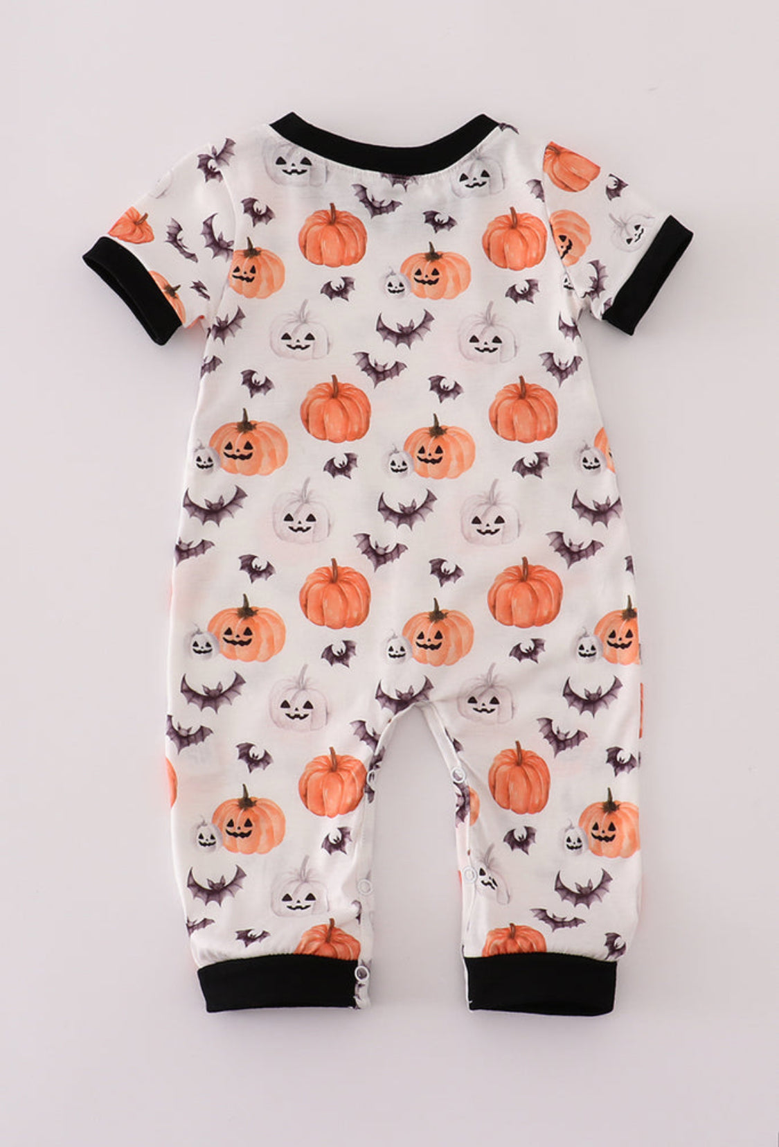 Black Pumpkin Print Unisex Romper