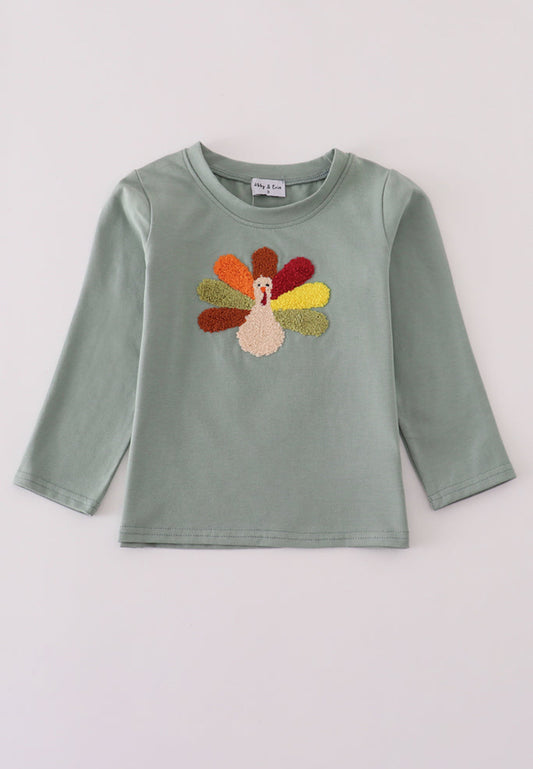 Sage Turkey French Knot Boy’s Top