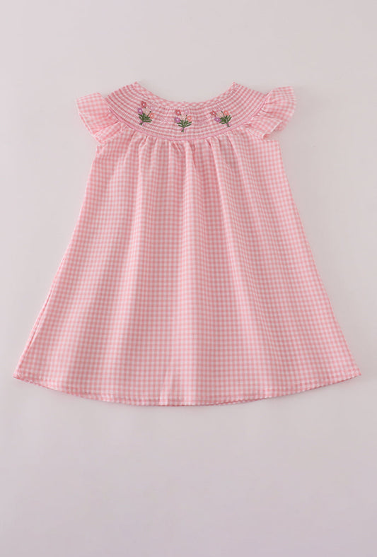 Pink Floral Smocked Dress