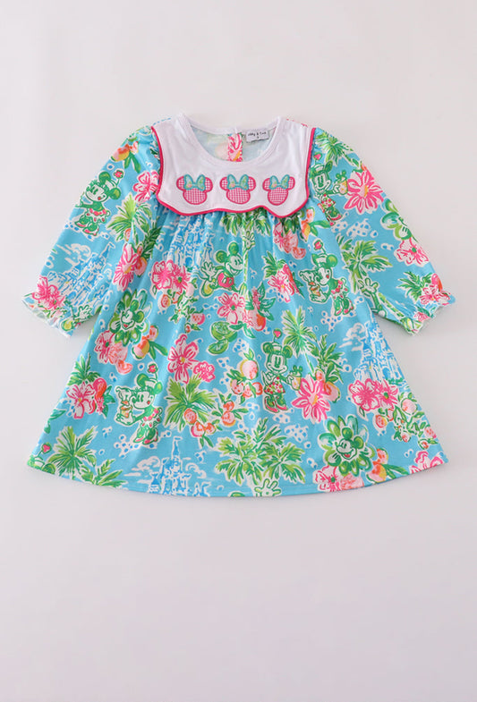 Green Floral Character Appliqué Dress