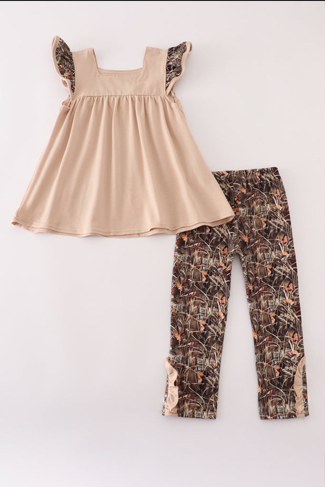 Camouflage Hound Embroidery Girl’s Pants Set