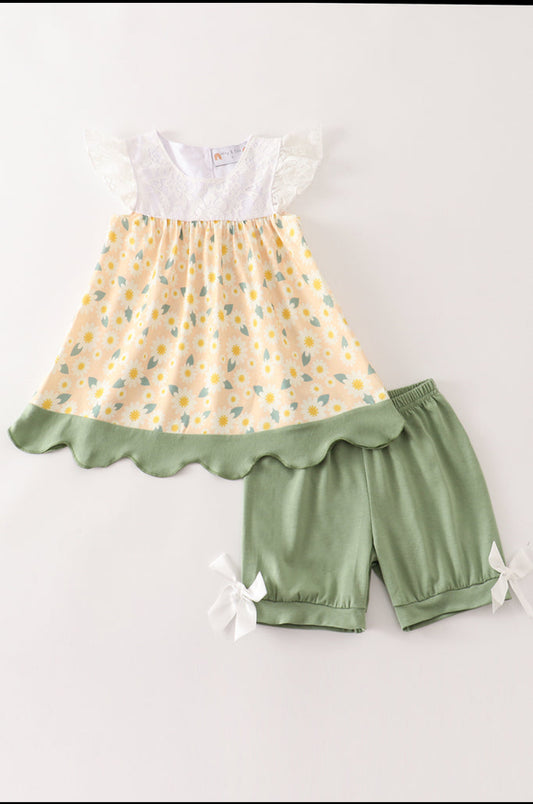 Yellow Floral Lace Girl’s Set