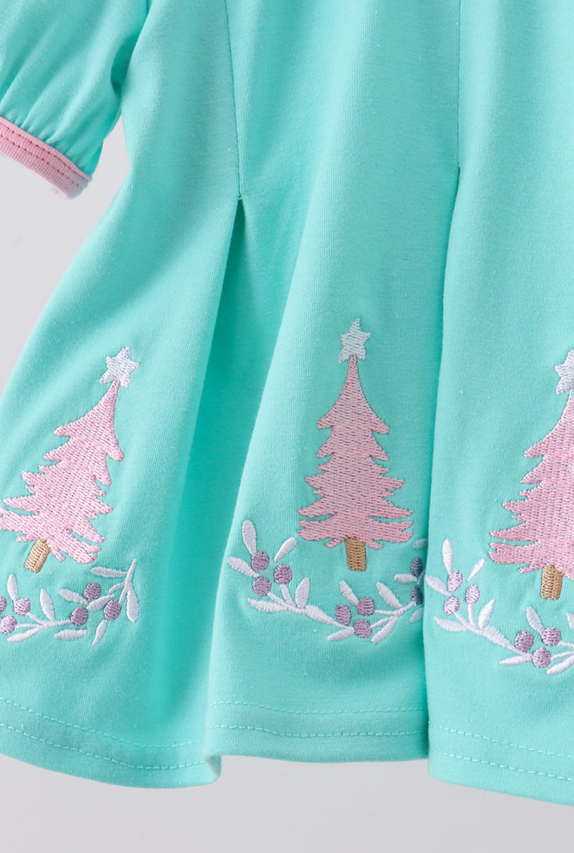 Green Christmas Tree Embroidery Girl’s Bloomer Set
