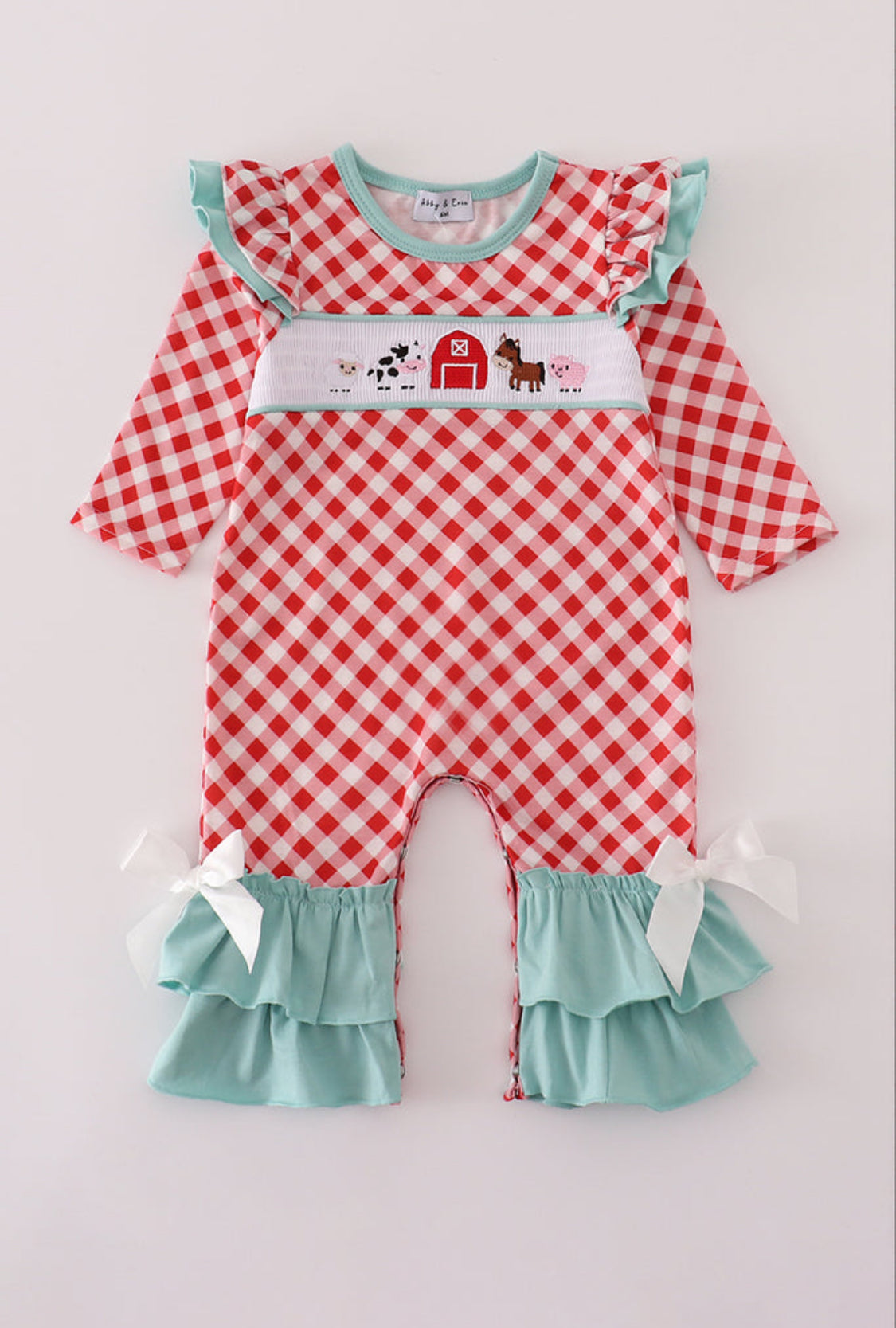 Red Farm Smocked Ruffle Girl’s Romper