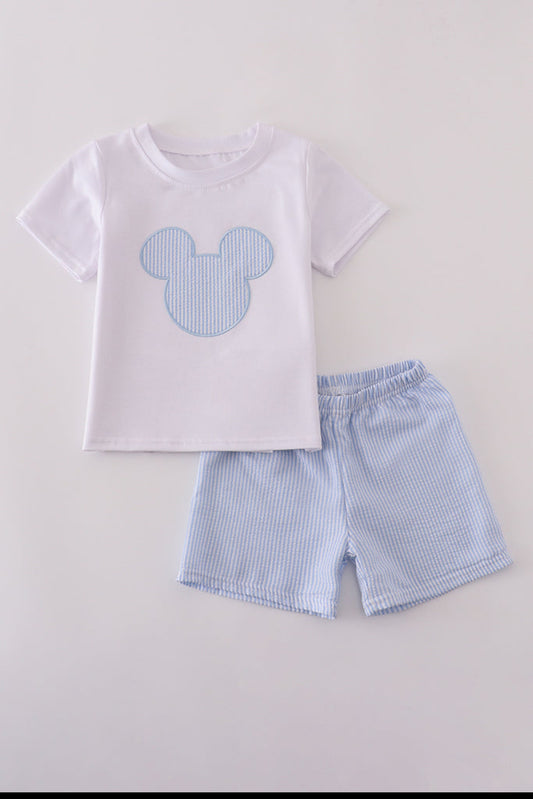 Blue Character Appliqué Boy’s Short Set