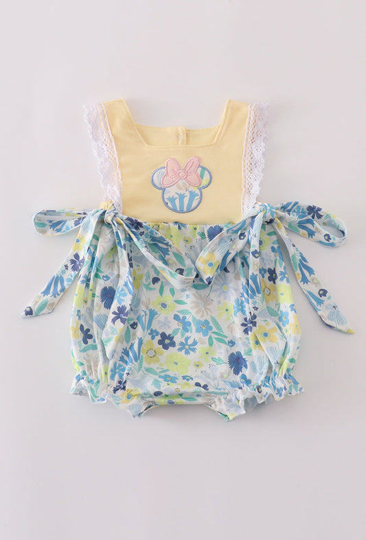 Yellow Floral Character Appliqué Girl’s Bubble