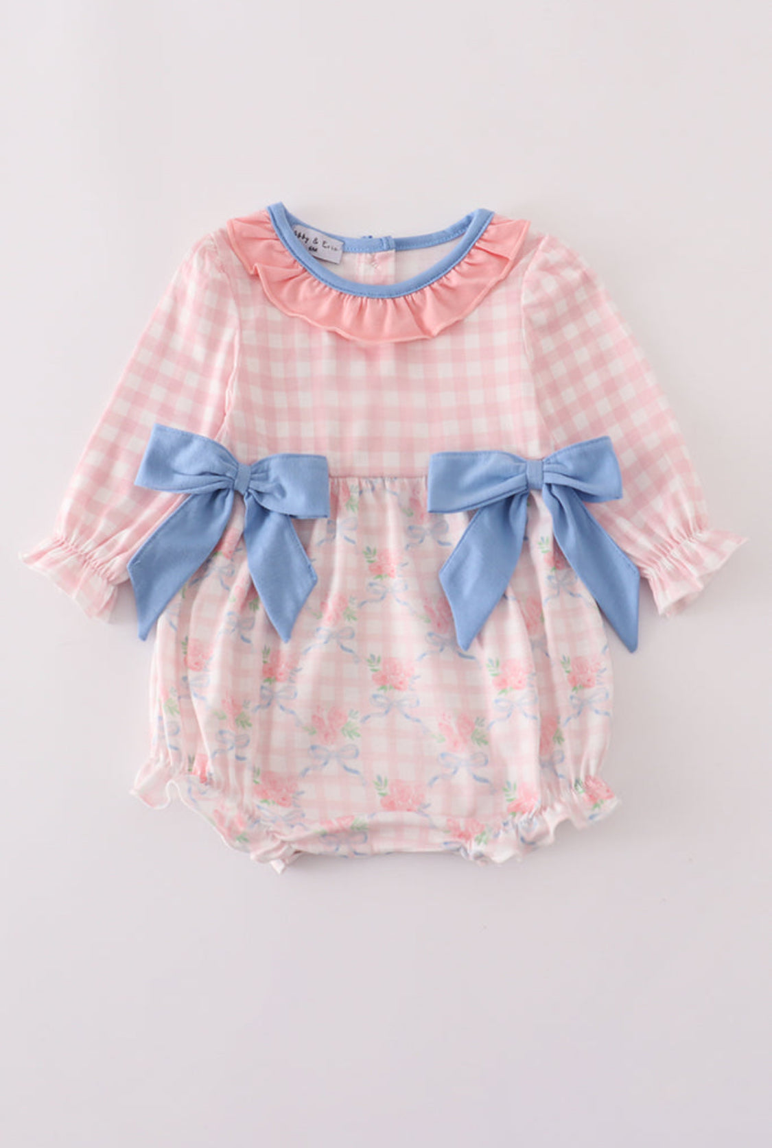 Pink Floral Print Ruffle Girl’s Bow Bubble