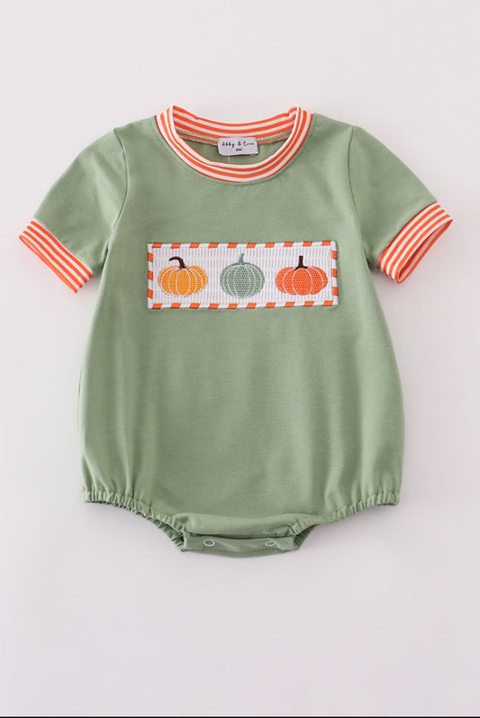 Green Pumpkin Smocked Boy’s Bubble