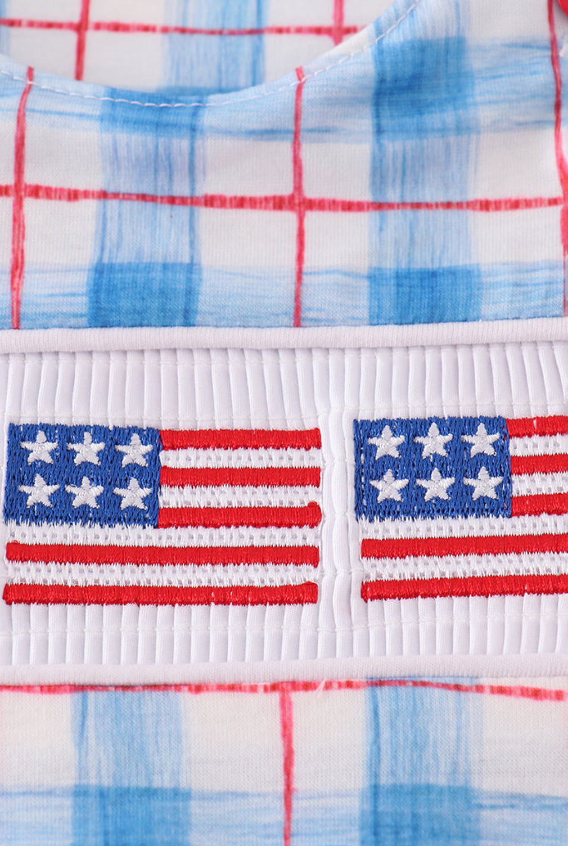 Flag Embroidery Smocked Plaid Boy’s JonJon