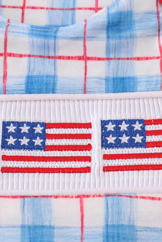 Flag Embroidery Smocked Plaid Boy’s JonJon