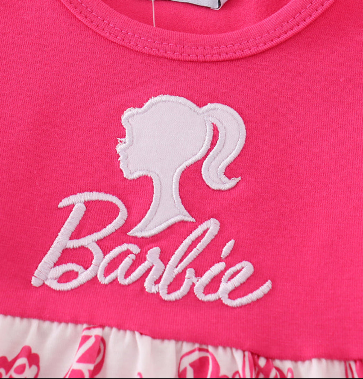 Girl’s Hot Pink Barbie Embroidered Bubble