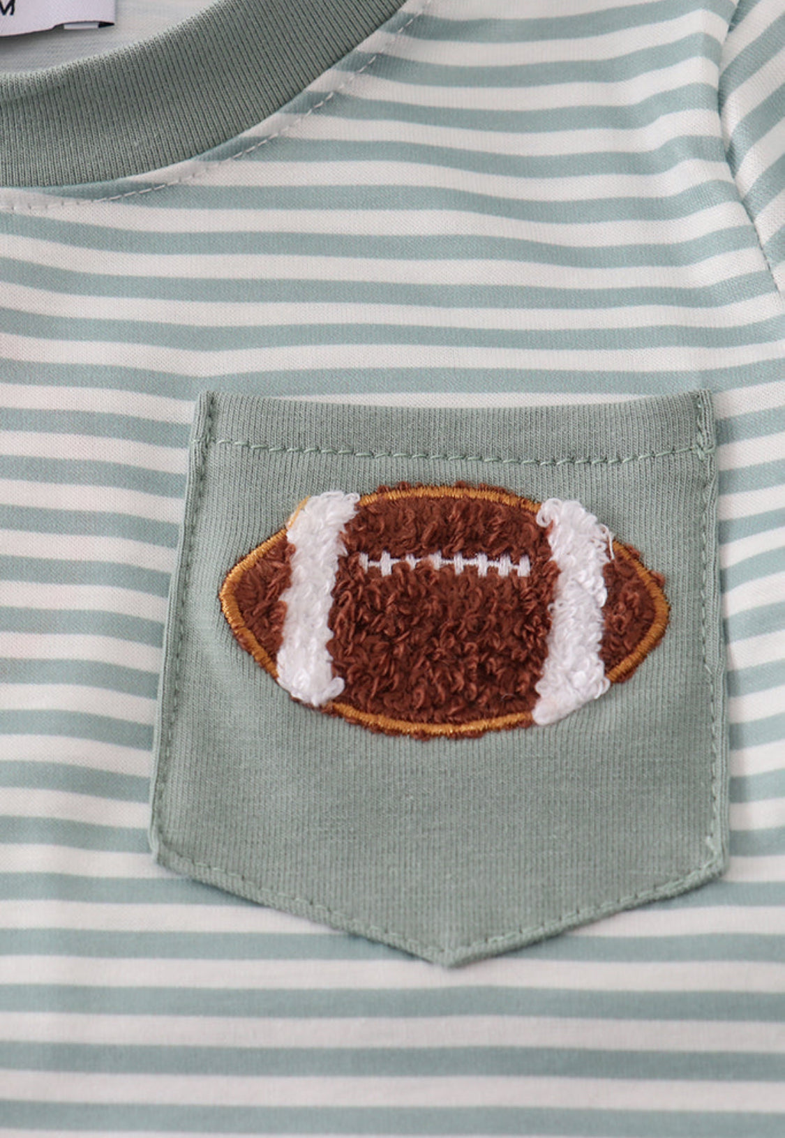 Sage Stripe Football French Knot Boy’s Bubble