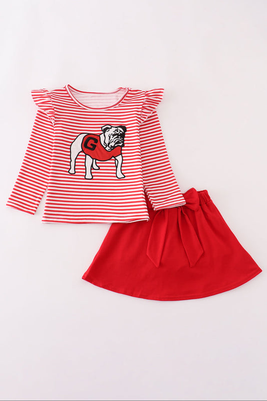 Georgia Embroidery Stripe Skort Set
