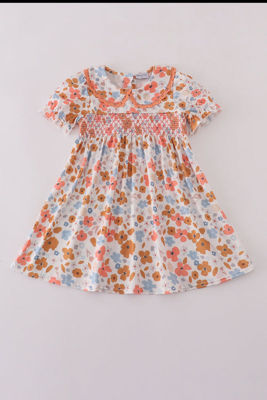 Floral Print Smocked Dress