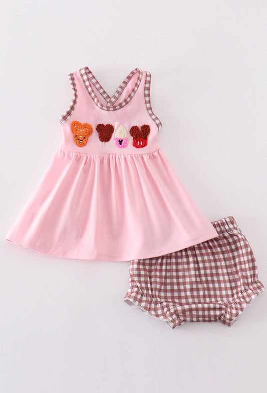 Girl’s Pink Character Ice Cream French Knot Girl’s Bloomer Set
