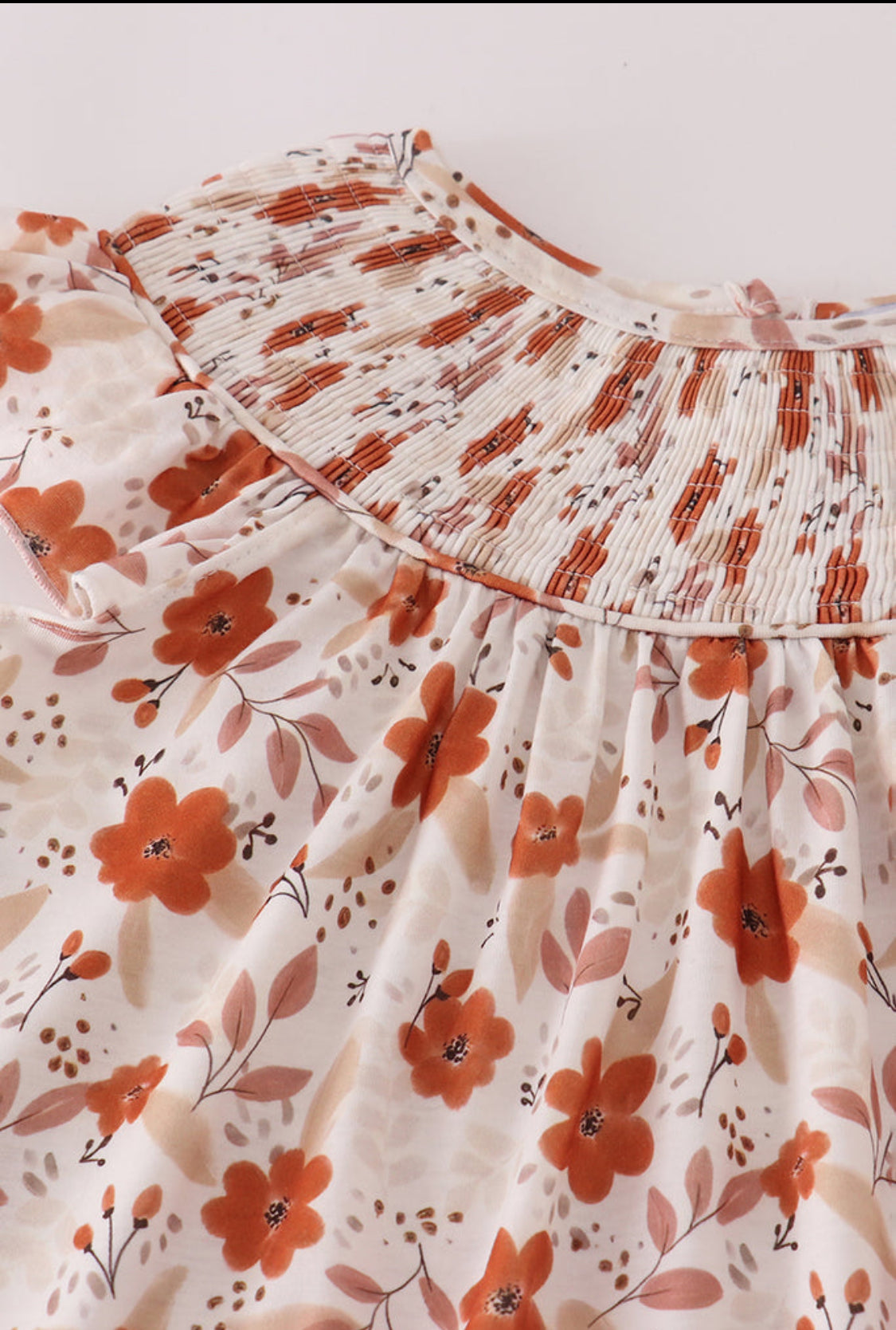 Fall Floral Print smocked Ruffle Girl’s Pants Set
