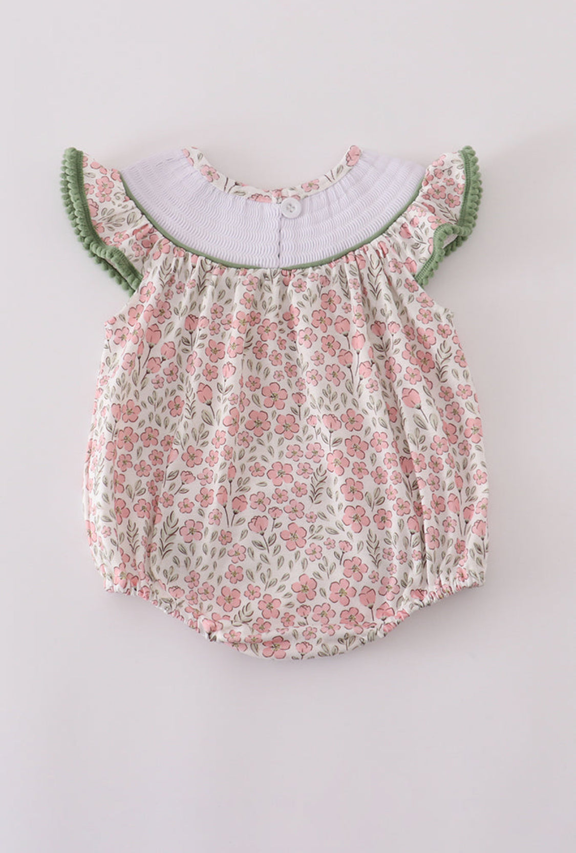 Pink Pumpkin Smocked Floral Ruffle Girl’s Bubble