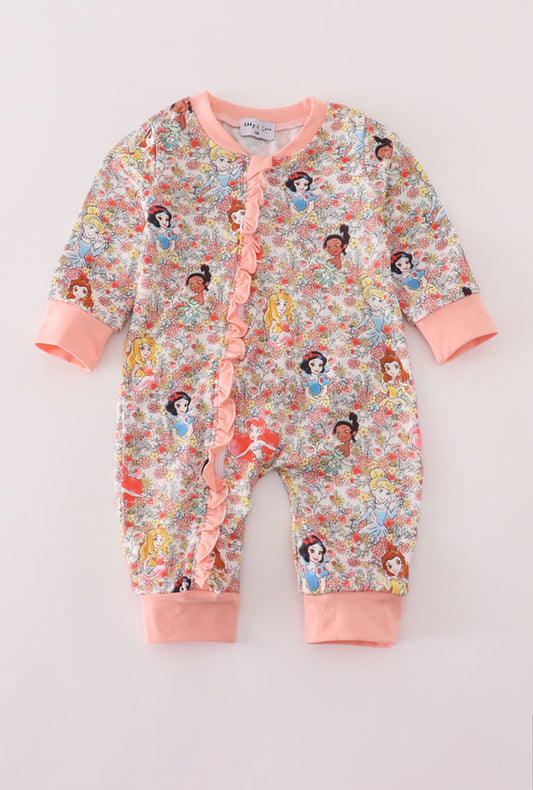 Princess Floral Print Girl’s Romper
