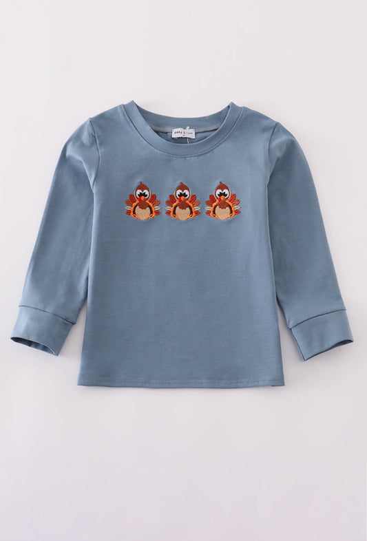 Blue Turkey Embroidery Boy’s Top