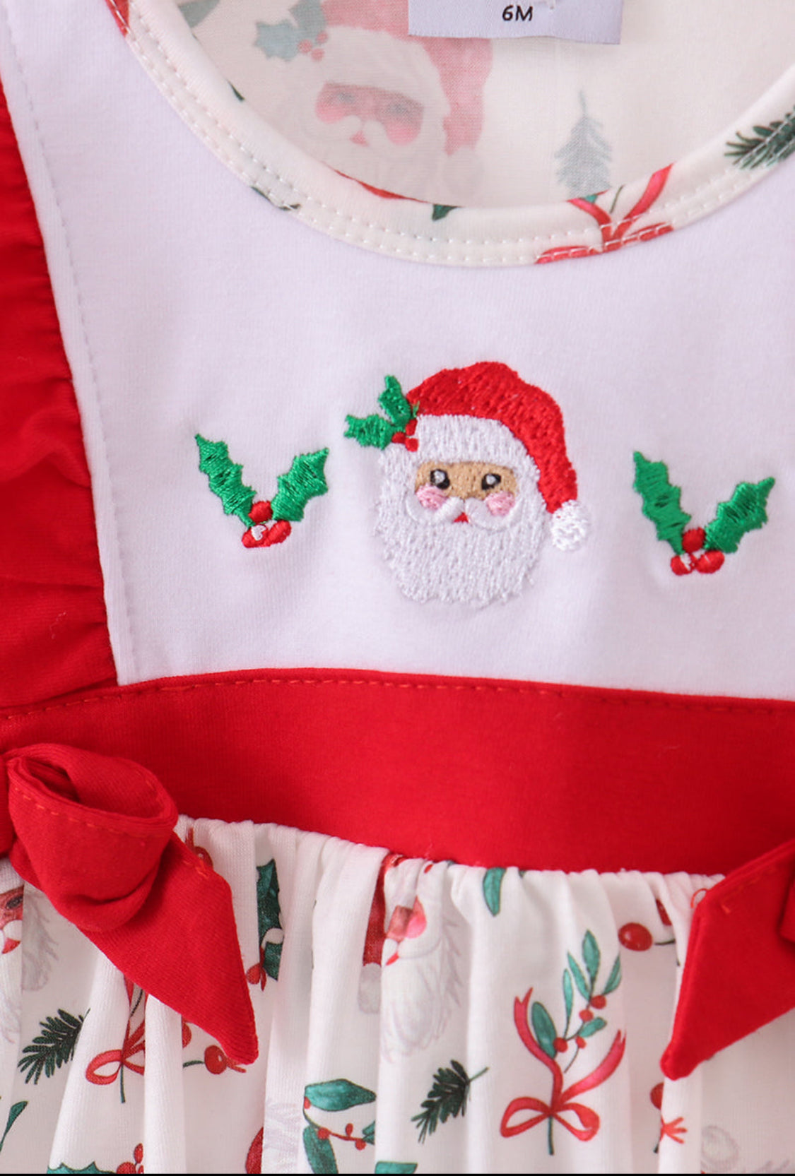 Red Santa Claus Embroidery Ruffle Girl’s Bloomer Set