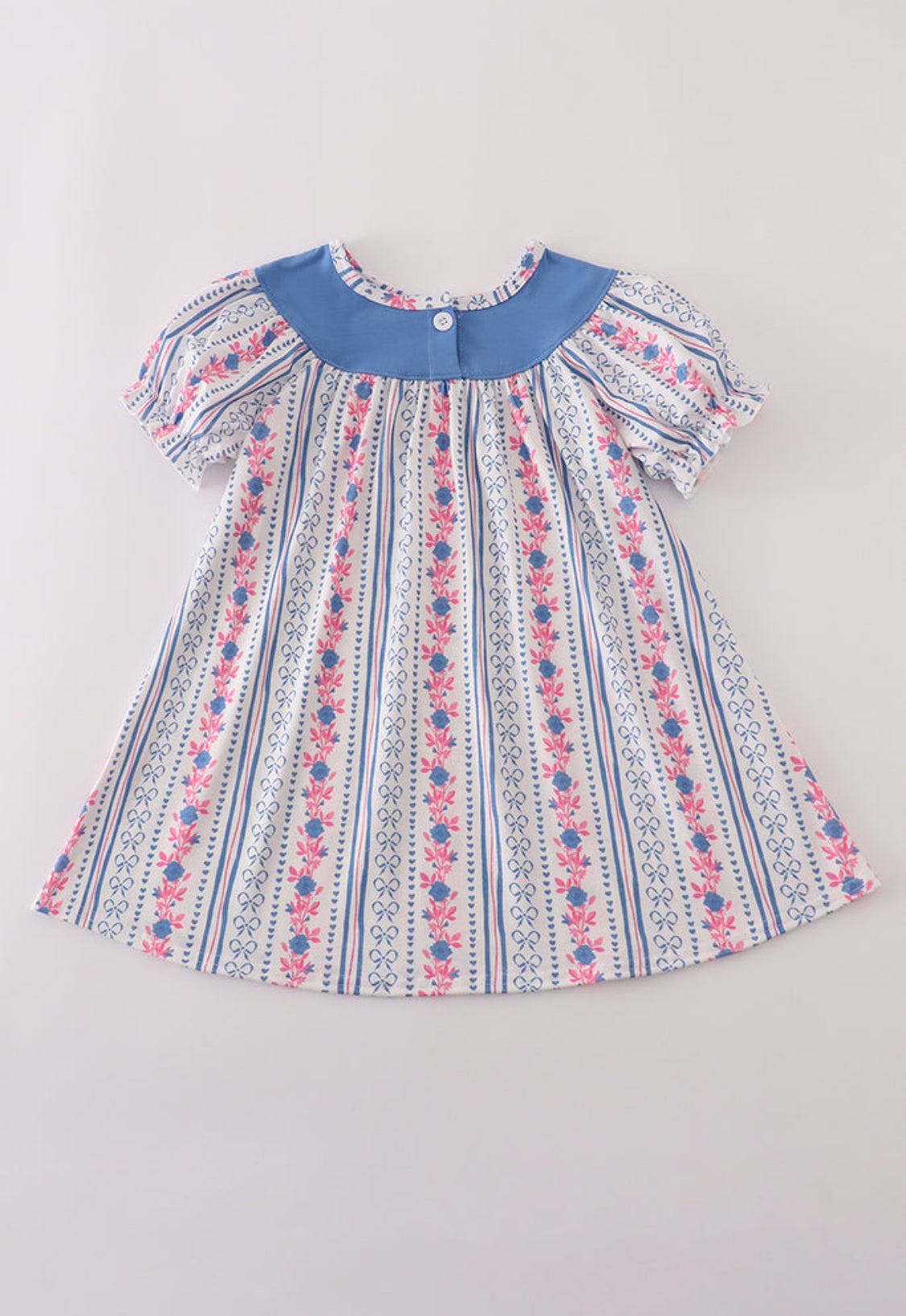 Blue Bow Embroidery Dress