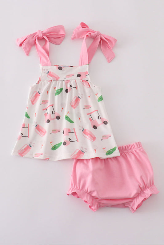 Pink Golf Print Girl’s Bloomer Set