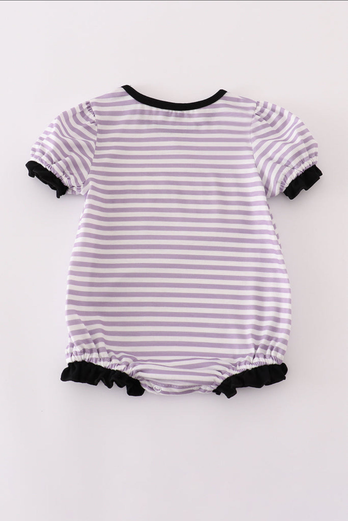 Purple Halloween Spider Embroidery Stripe Ruffle Girl’s Bubble