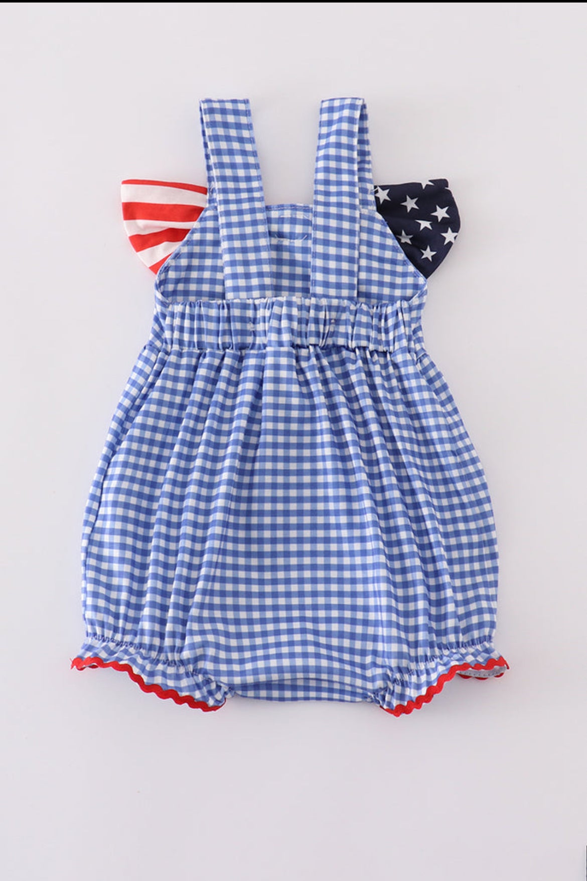 Blue Flag Bow Gingham Girl’s Bubble