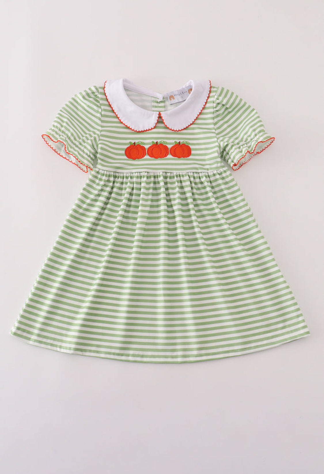 Green Stripe Embroidery Dress